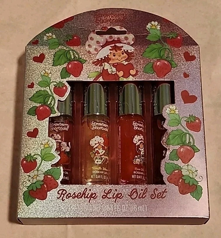 New STRAWBERRY SHORTCAKE - Rosehip Infused Lip Oil Set - 4 Flavored Lip Oils - Image 1 of 1