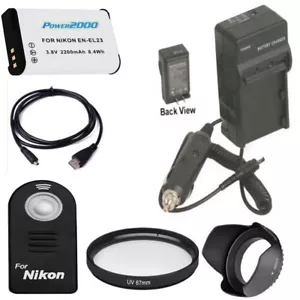 Accessory KIT Battery + Charger + Hdmi Cable + UV + Hood for Nikon COOLPIX P900  - Picture 1 of 1