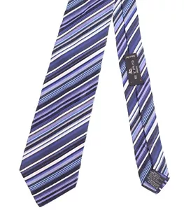 Etro Milano Royal Purple Blue & White Woven Multi Stripe 100% Silk Tie - Picture 1 of 5