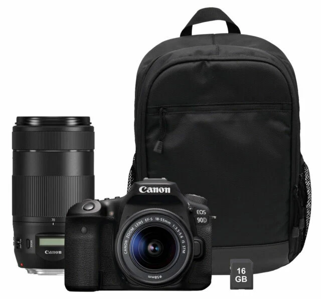 Canon EOS 90D 32.5MP Digital SLR Camera - Black (EF-S 18-55mm f/3.5-5.6 IS STM + - Image 1 of 1