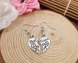 2 Sets Tibetan Silver Best Friends Charm Necklaces & Hook Dangle Drop Earrings - Picture 1 of 9