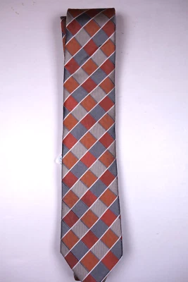 Corbata de cuello GEOFFREY BEENE tonos de óxido y gris diamante geométrico clásico ancho NUEVA Foto 1 de 2