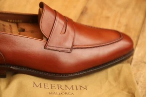 Meermin Tan Brown Leather Penny Loafers Shoes Men's UK 9 US 10 EU 43 - Picture 1 of 12