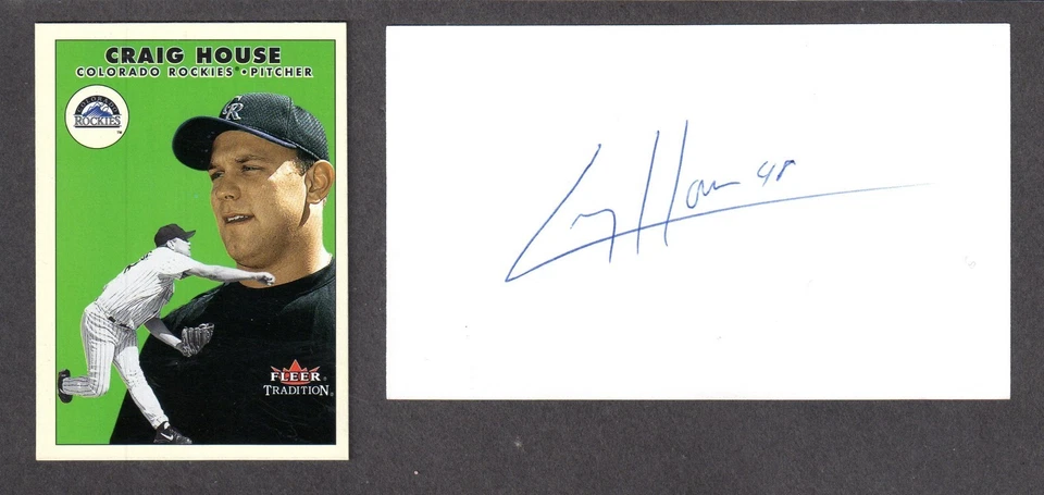 Craig House ( Debut 2000 ) COLORADO ROCKIES  SIGNED AUTOGRAPH AUTO 3x5 INDEX COA - Image 1 of 1