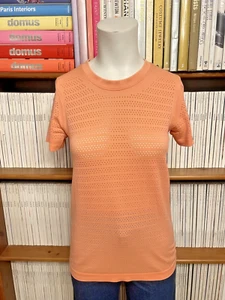 Lululemon Ladies S 10 Top T Shirt Tee Perforated Peach Pink Orange Short Sleeve - Picture 1 of 7