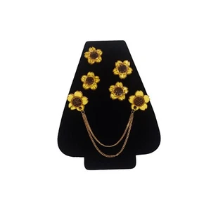 Juego de fundas de botones y clip de cuello de girasoles de terracota hechas a mano de colección - Imagen 1 de 7
