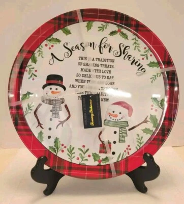 A Season For Sharing Melamine Trays 4 Giving Plates Winter Christmas Holiday 14" - Image 1 of 4