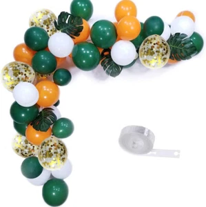 Green White Orange Latex Balloon and Gold Confetti Balloons-Pack100 - Picture 1 of 5