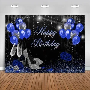 Mocsicka blau und Geburtstag Hintergrund für Frauen silber High Heels und blauer Ball - Bild 1 von 7