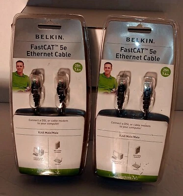 Belkin FastCAT 5e Ethernet Cable 25FT/7.6M Lot of 2 Packages  - Image 1 of 4