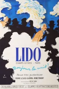 LIDO BY RENE GRUAU BONJOUR LA NUIT ON LINEN EXCELLENT A CONDITION - Picture 1 of 4