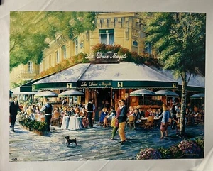 Graham Denison Cafe Society Outdoor street cafe Giclee on Canvas Hand signed - Bild 1 von 3