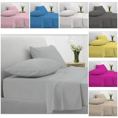 #BEDDING Egyptian Cotton Fitted Sheet 200TC 30Cm Bed Sheet Single Double king All Sizes