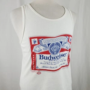 Vintage Wild Oats Budweiser King of Beers Tank Top Medium Single Stitch, White - Picture 1 of 10