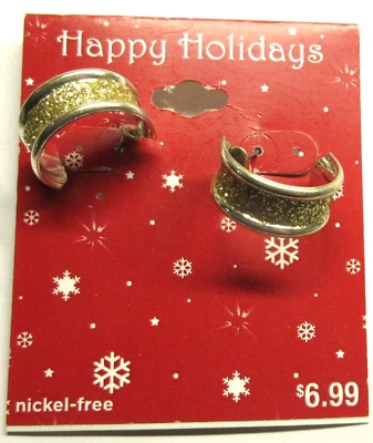 NUEVO 2009 TARGETS BRAND HOLIDAY Plata Oro Tono Brillante Aro Pendientes Perforados Foto 1 de 2