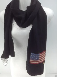 Bufanda de invierno para mujer RALPH LAUREN negra bandera americana 80% lana - precio de venta sugerido por el fabricante $58 - Imagen 1 de 7