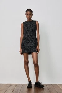Zara Flocked (Suede) Animal Print Sleeveless Mini Dress Size XL UK14 - Picture 1 of 5