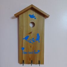 Birdhouse Style Key Holder Wood Sign With 3 Hooks Home Tweet Home