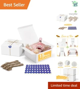 Versatile 15PC White Gift Boxes 8x8x4 with Twine & Stickers for Any Occasion - Picture 1 of 10