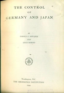1944 Brookings Institution Post-War Plan for Control of Germany and Japan - Picture 1 of 1