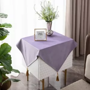 1X Velvet Tassel Tablecloth Luxury Square Nightstand Cover Solid Home Decoration - Picture 1 of 25