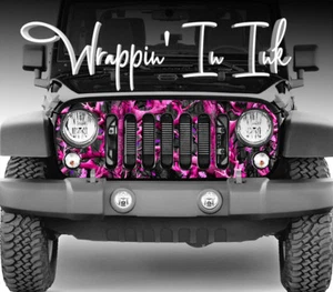 Grill Wrap Pink Camo fits Grill of Jeep Wrangler 2007-2018 - Picture 1 of 5