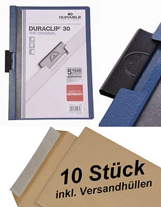 10 Durable Dossier à Pince Duraclip 30, Films Rigides À 30 Feuille Bleu Foncé + - Afbeelding 1 van 11