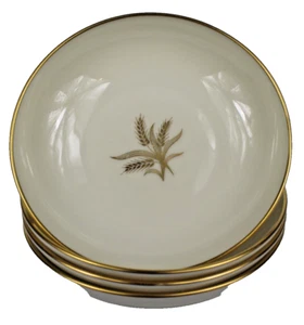 Set of 4 Lenox Wheat Gold Trim Berry, Fruit Bowls - Excellent Used Condition - Picture 1 of 7