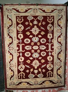 4 Fuß 1 Zoll x 5 Fuß 6 Zoll Fuß Peshawar handgeknüpfter natürlicher Farbstoff bunter Teppich - Bild 1 von 8