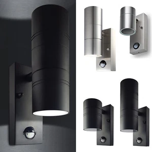 LED Wandleuchte mit Bewegungsmelder Dämmerungssensor schwarz Edelstahl GU10 230V - Bild 1 von 27