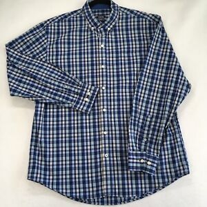 IZOD PREMIUM Mens Shirt Size Large Plaid Blue Front Pocket Button Down