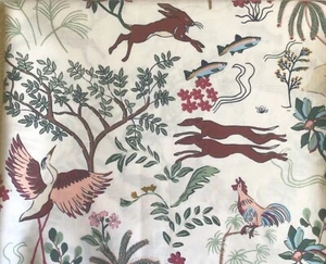 50cm x 140cm Wide Joules Kooky Woodlands Cream lightweight cotton fabric new - Picture 1 of 8