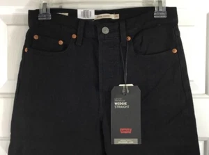 Levis Womans Size 25 Wedgie Straight Leg Button Fly High Rise Jeans Black 25x28 - Picture 1 of 11
