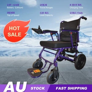 Electric Wheelchair Lightweight Foldable LongRange Lithium Power AluminiumPurple - Picture 1 of 22