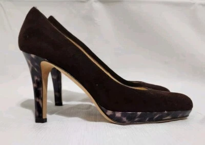Womens Kate Spade Kendra Chocolate Suede Patent Tortoise Heels Pumps Size 7.5B - Image 1 of 4