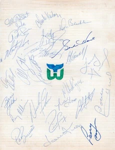 1979-80 Hartford Whalers Autographed Team Sheet 23 Signatures (4 HOF'ers) - Picture 1 of 1