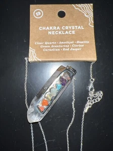 Quartz Crystal Chakra Jewelry Necklace W/ Amethyst Howlite Citrine Jasper - Picture 1 of 6
