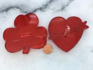 Vintage HRM Red Plastic Cookie Cutter Valentine Heart St Patrick's Shamrock NICE - Picture 1 of 1