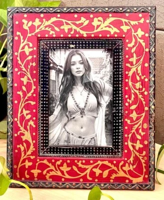 Boho красное золото и черный деревянный фоторамка, держит 4 x 6 фото в рамке 8 x 10 - Изображение 1 из 4