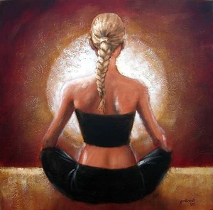 Yoga Light by pollard blonde 12x12 signed art print figure female ponytail - Picture 1 of 3