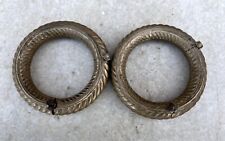 Antique Original Old Engraved Fine Hand Crafted Brass Pair of Tribal Bracelets