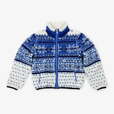 Polo Ralph Lauren Girls Fair Isle Teddy Fleece Jacket Kids Size 6X Snowflakes - Image 1 of 2