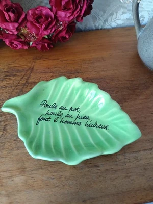 ​🇫🇷 Charmant Vide-Poche Feuille - Proverbe - Création R. Ferlay Vallauris - Photo 1/3