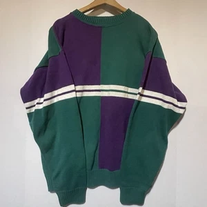 Vintage Lobo by Pendleton Sweater Mens Large Green Purple Knit Pattern USA 90s - Picture 1 of 3