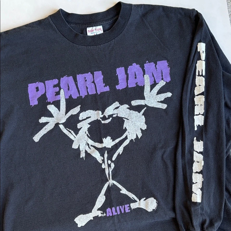 1992 Pearl Jam Vintage Stickman Alive Concert Tour Sof Tee USA T-Shirt Mens XL - Image 1 of 4