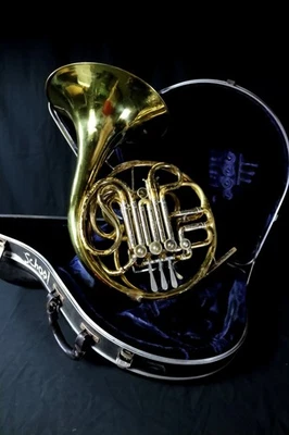 Cuerno francés doble Conn 6D 1970 en Bb/F - usado, acabado dañado, estuche incluido Foto 1 de 4