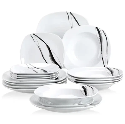 Juego de cena de porcelana blanco y negro de 18/24 piezas/platos de China cuencos/vajilla Foto 1 de 2