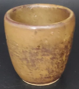 Vintage Studiokeramik 2,5" große braune Miniatur Steinzeug Vase signiert - Bild 1 von 5