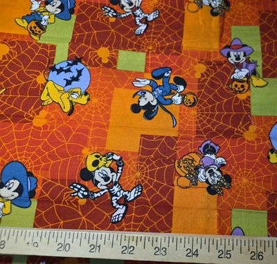 Disney Halloween Mickey Minnie Goofy Pluto Craft Sewing Fabric Out of Print VTG - Image 1 of 2