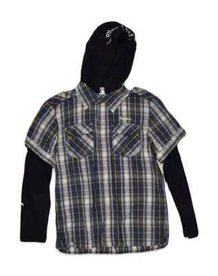 PEPE JEANS Boys Graphic Hooded Shirt 11-12 Years Multicoloured Check ZG02 - Image 1 of 3